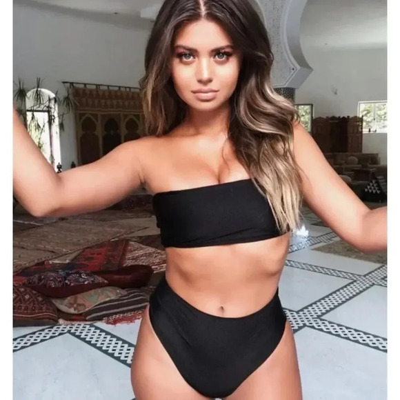 Tiger Mist Solange Bikini Bottom Black High Waist Size Large - Picture 1 of 11